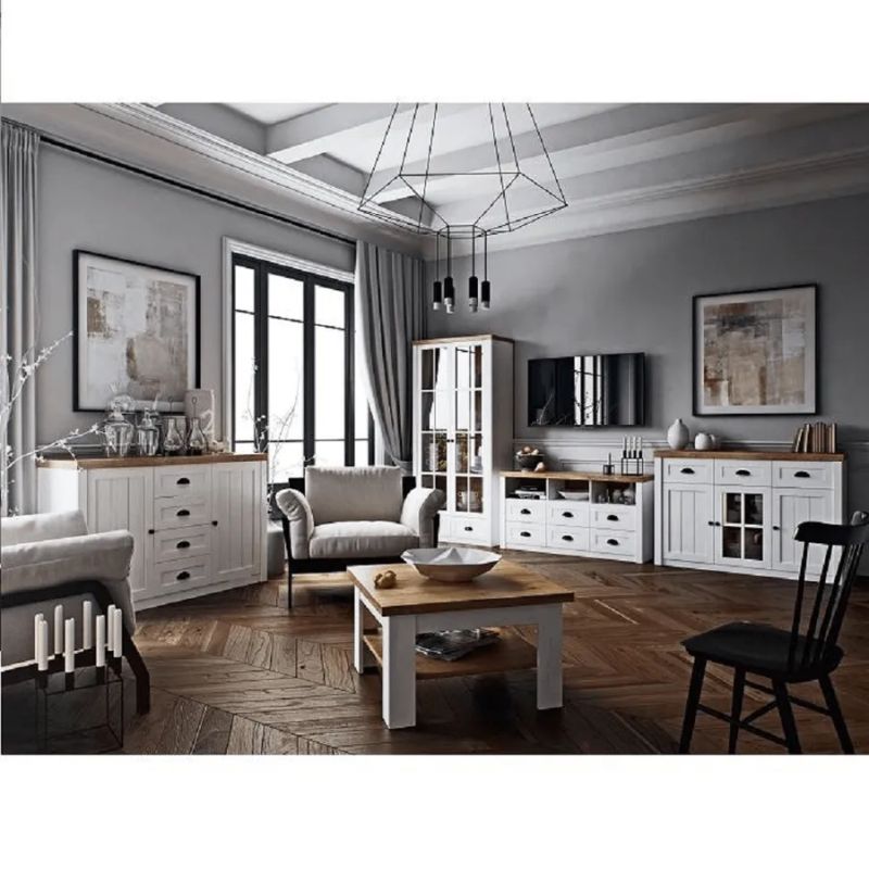 Komoda, 3 zásuvky a 3x dvierka, sosna Andersen-dub lefkas