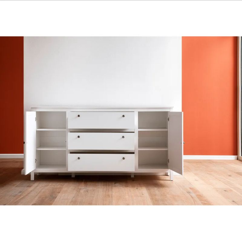 Komoda v provensálskom štýle, farba biela, 3x zásuvka a 2x dvierka