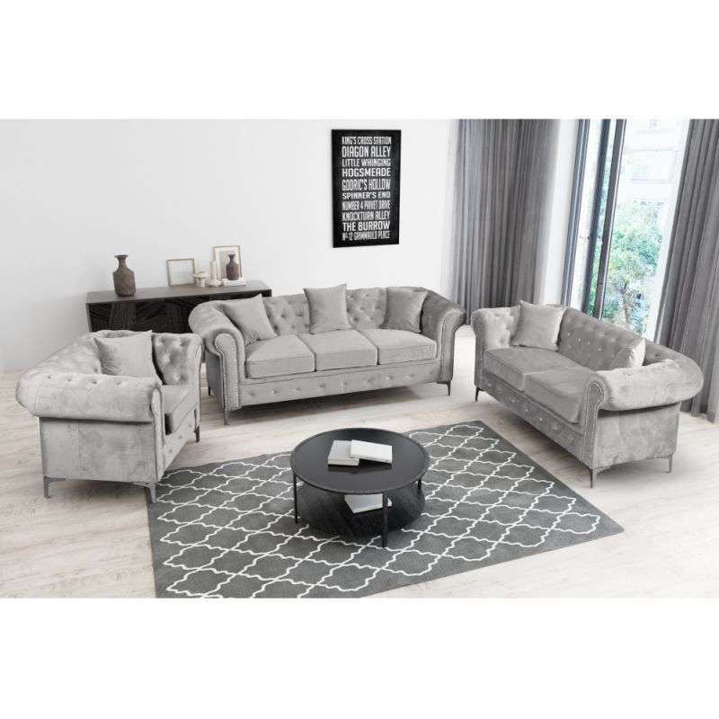 Luxusné kreslo, svetlosivá Velvet látka