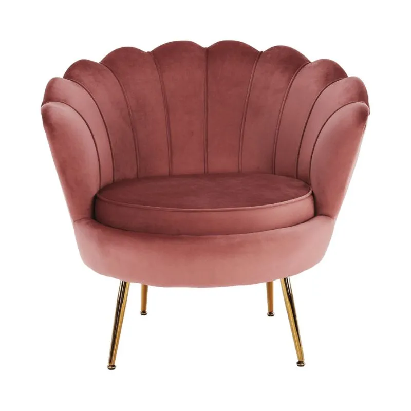Kreslo v štýle Art-deco, ružová Velvet látka-gold chróm-zlatý