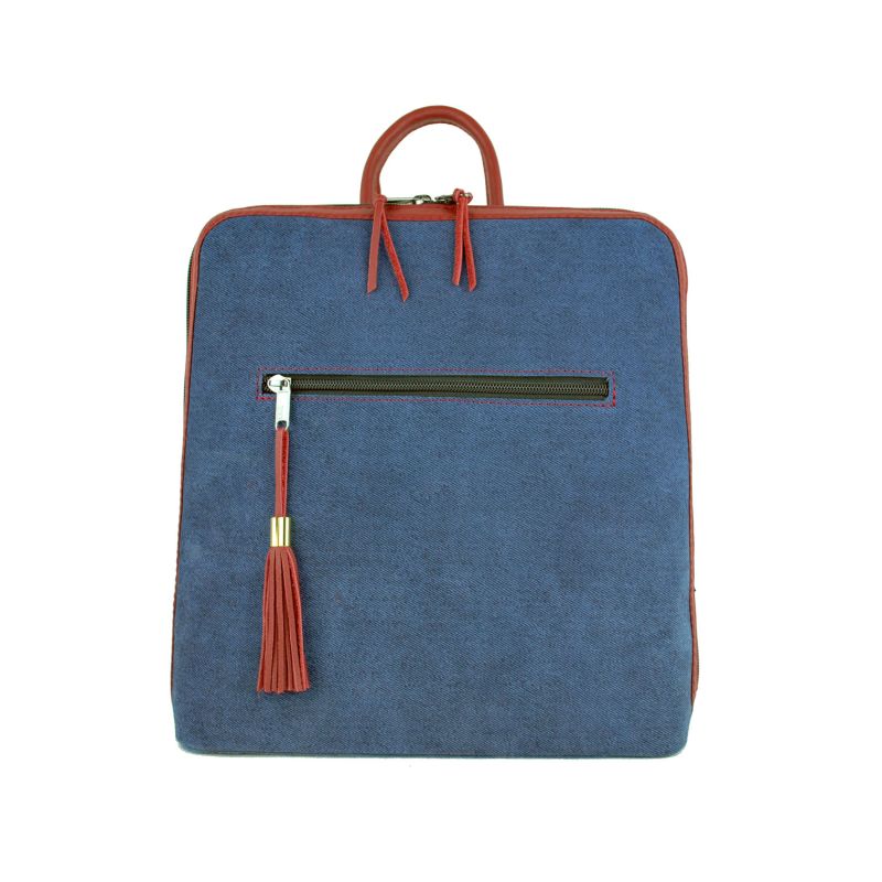 Luxusný dámsky ruksak z talianskej prírodnej hovädzej kože, imitácia rifloviny