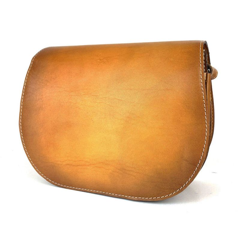 Tmavo žltá kožená kabelka, ručne tieňovaná, uzatváranie - skrytý magnet
