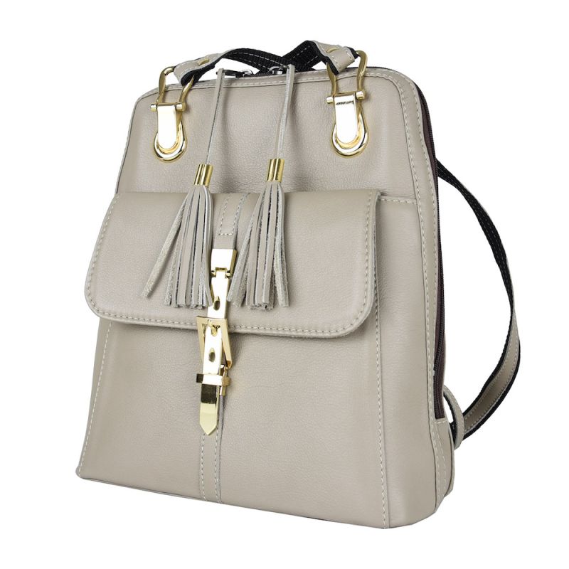 Luxusný dámsky kožený ruksak z prírodnej kože v bežovej farbe