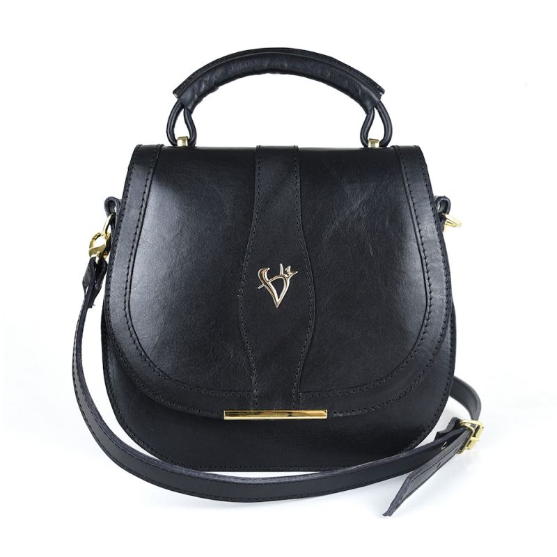 Módna trendová kožená kabelka v čiernej farbe