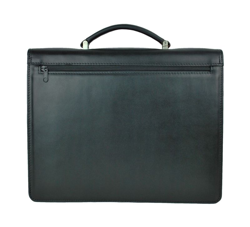 Luxusná perfektná kožená aktovka v čiernej farbe