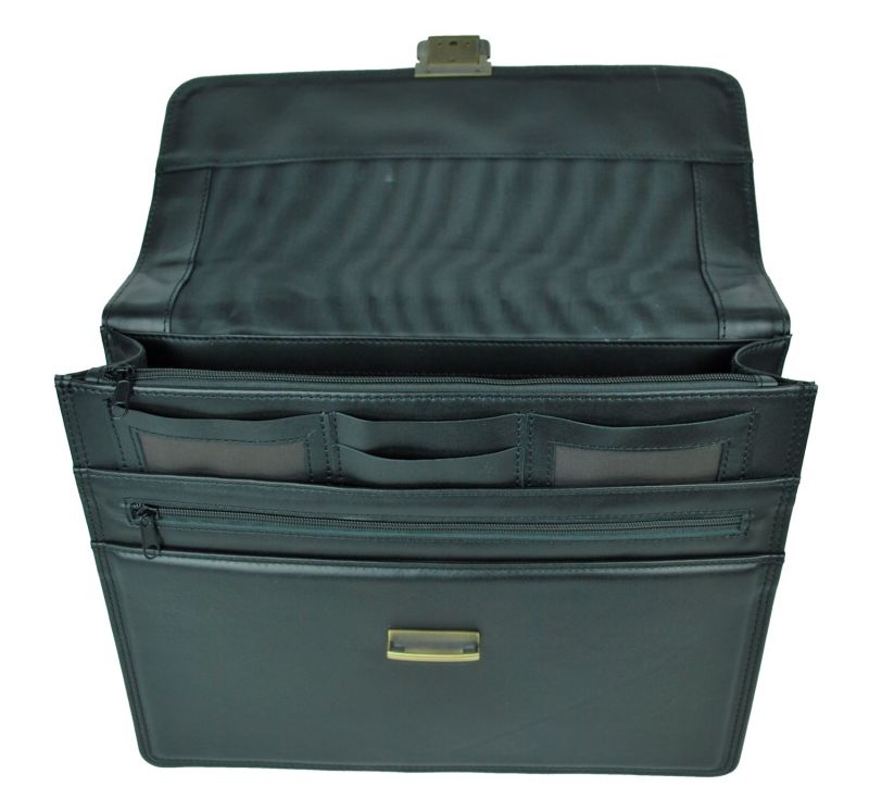 Luxusná štýlová kožená aktovka v čiernej farbe