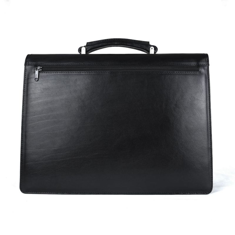 Luxusná moderná kožená aktovka z pravej kože v čiernej farbe