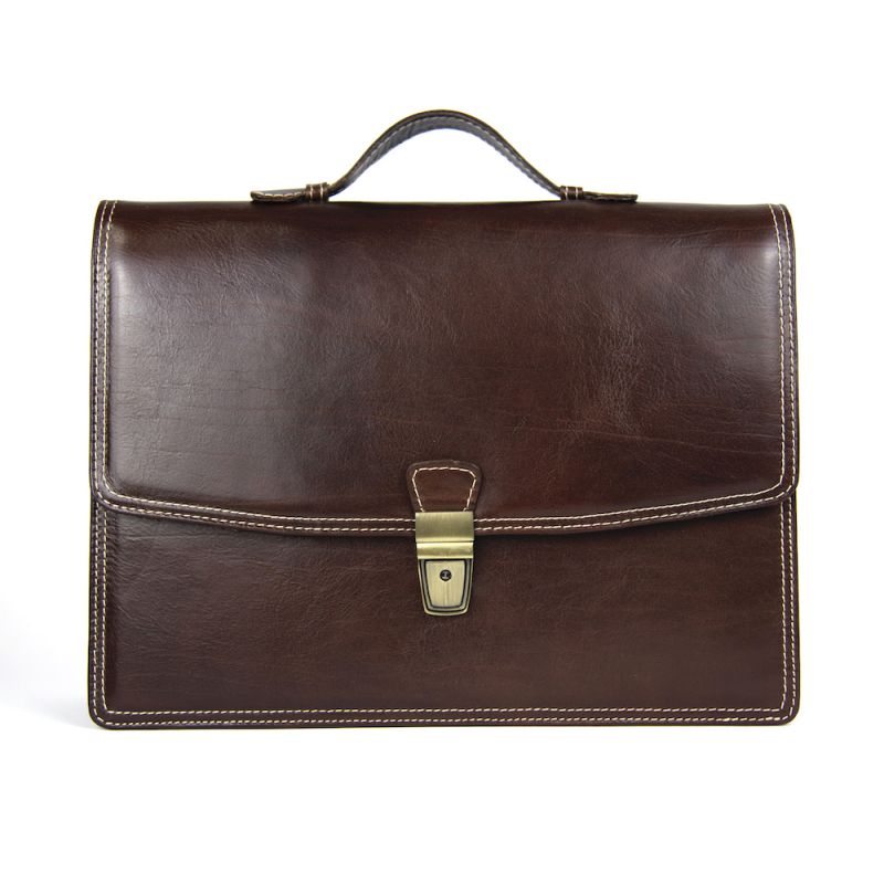 Luxusná elegantná kožená aktovka z pravej kože v hnedej farbe 8170