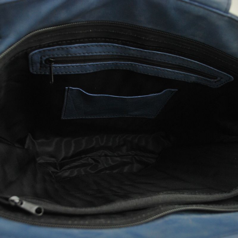 Kožená luxusná kabelka v modro šedej farbe