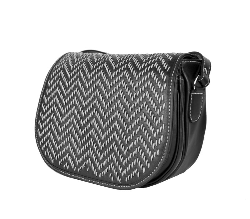 Lovecká kabelka ručne vyšívaná z pravej kože, skrytý magnet