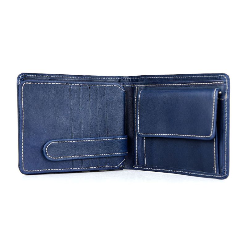 Peňaženka z prírodnej kože 7992 v modrej farbe, ručne tamponovaná