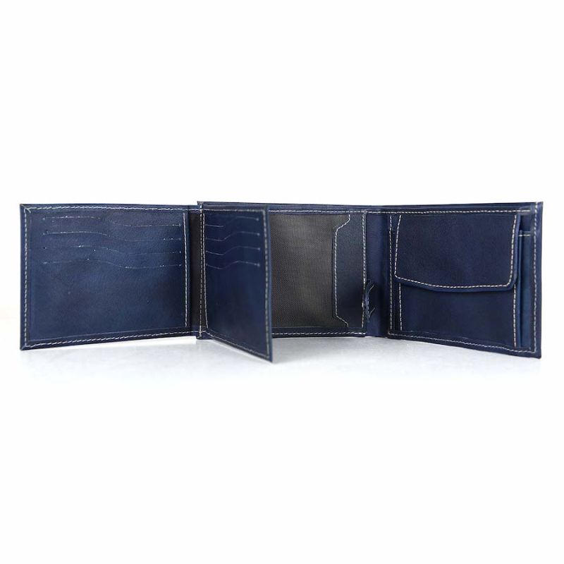 Kožená peňaženka 8552 v modrej farbe, ručne tieňovaná