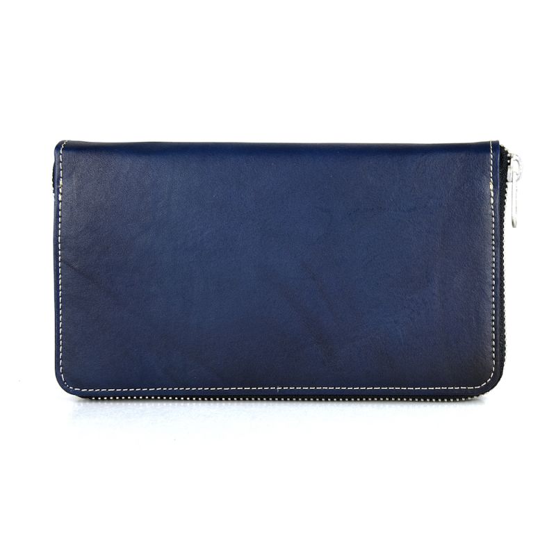 Dámska nákupná kožená peňaženka 8606 ručne tieňovaná v tmavo modrej farbe