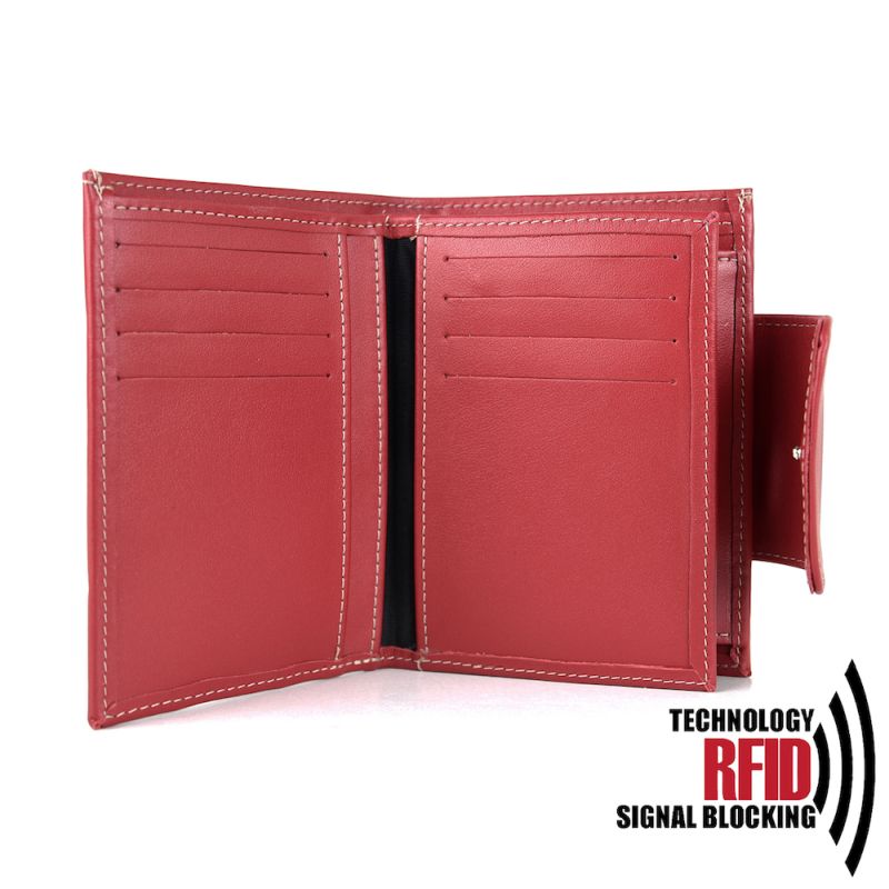 Kožená RFID peňaženka vybavená blokáciou RFID-NFC, červená farba 8211