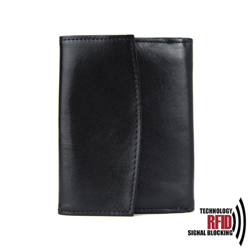 Kožená RFID peňaženka vybavená blokáciou RFID-NFC, čierna farba 8287