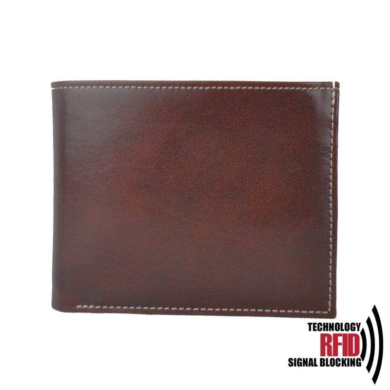 Kožená RFID peňaženka vybavená blokáciou RFID-NFC, hnedá farba 8407