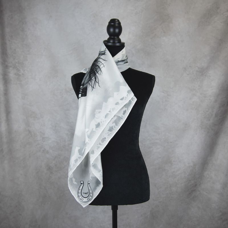 Hodvábna šatka Kôň - sivý, 90 x 90cm
