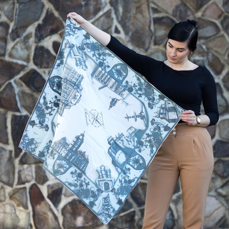 Módna hodvábna šatka SLOVENSKO WINTER, 90 x 90cm