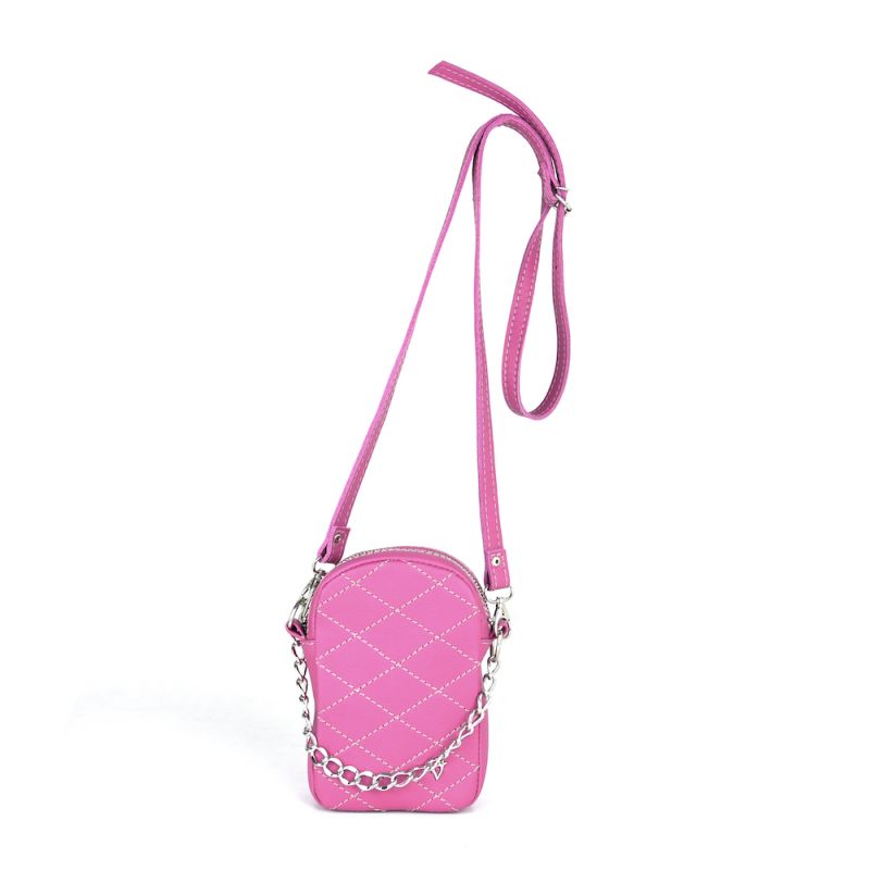 Malá kožená kabelka na mobil v ružovej farbe