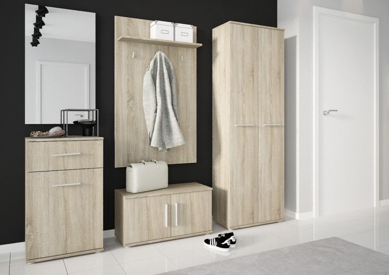 Jednoduchá komoda s dvomi dvierkami a jednou zásuvkou, dub sonoma