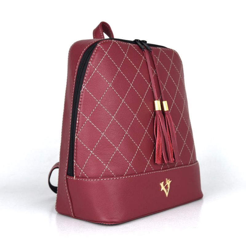 Luxusný dámsky kožený ruksak z prírodnej kože v bordovej farbe