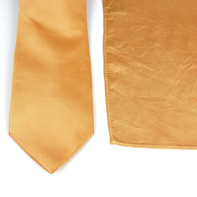 Hodvábna kravata a vreckovka v marhuľovej farbe, 100% hodváb