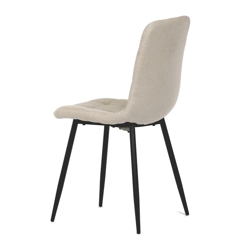 Jedálenská minimalistická stolička v industriálnom štýle, krémová látka