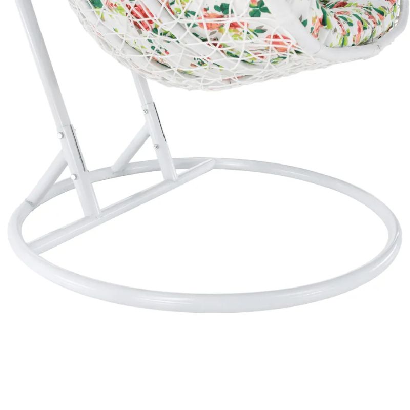 Závesné dvojkreslo-2 s moderným dizajnom biela-vzor kvety