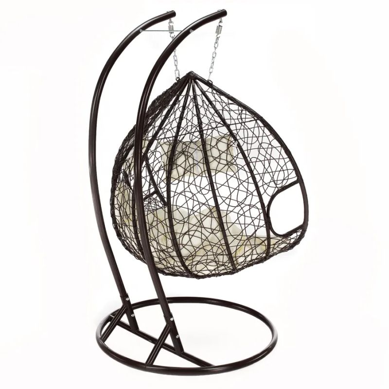 Závesné dvojkreslo-2 s moderným dizajnom hnedá-krémová