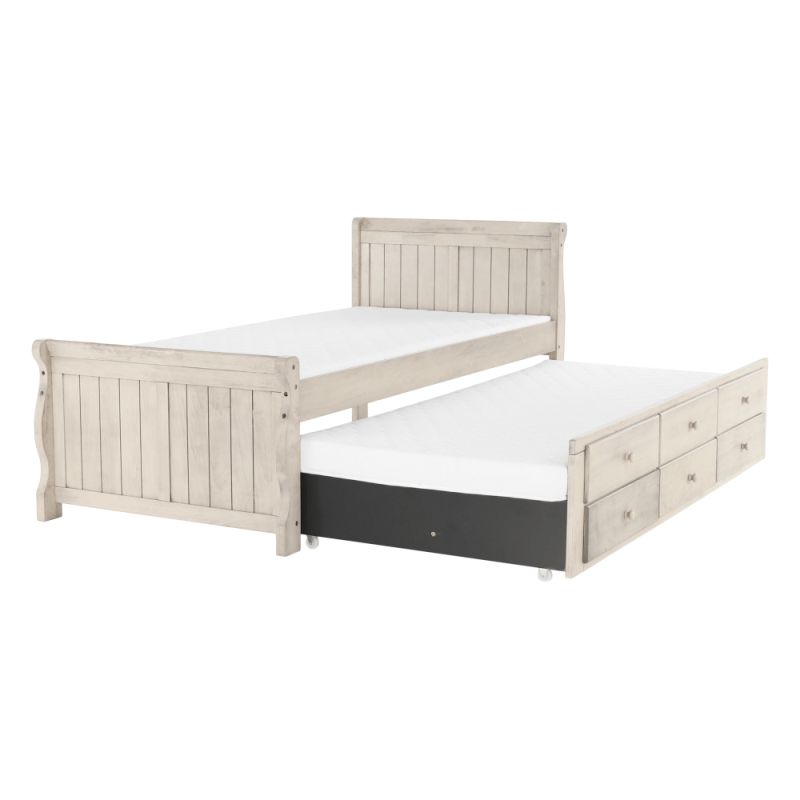 Posteľ s prístelkou, antická biela, 90x200