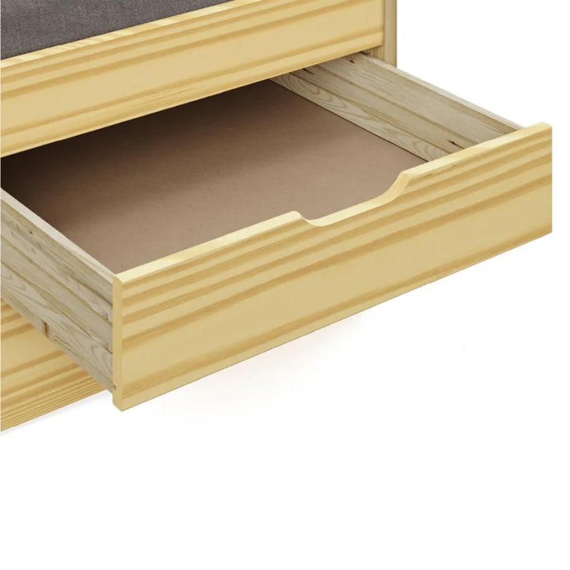 Posteľ s prístelkou a šuplíkmi z borovicového dreva, prírodná
