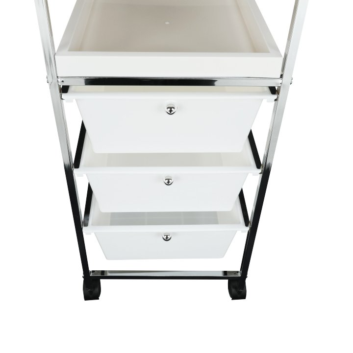 Pojazdný regál, biela-chróm