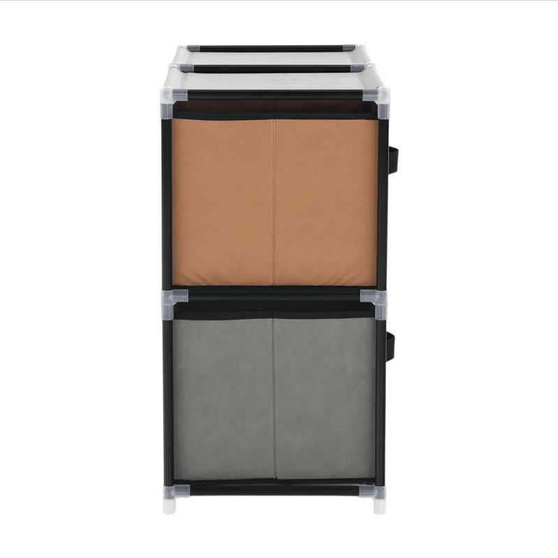 Komoda s látkovými šuplíkmi, čierna-hnedá-sivá, TYP 1