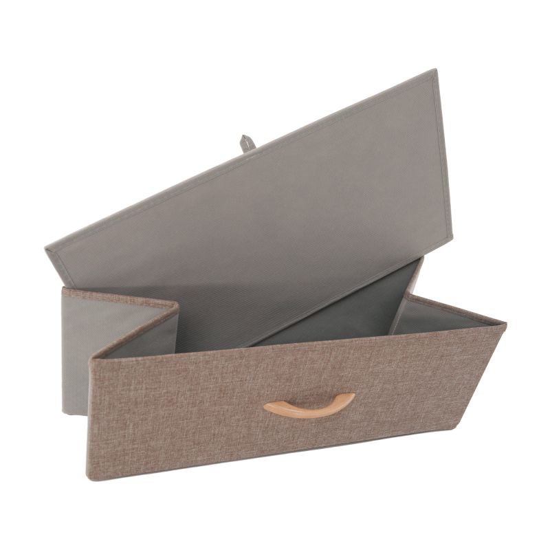 Komoda s látkovými šuplíkmi, čierna-béžová-svetlohnedá-tmavohnedá, TYP 2