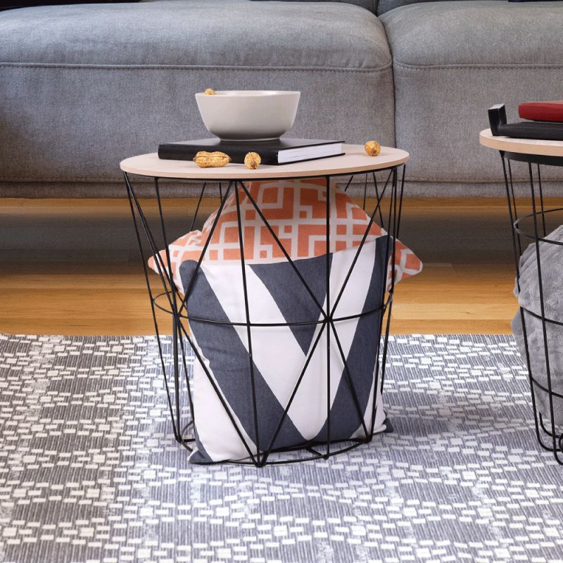 Netradičný príručný stolík TYP 1, prírodná-čierna