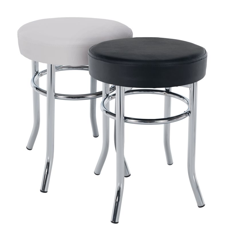 Taburetka, ekokoža biela-kov chróm