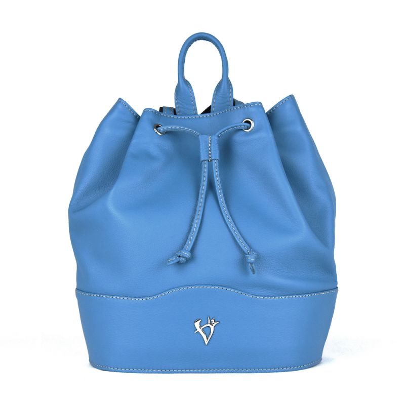 Kožený batoh z pravej kože v modrej farbe