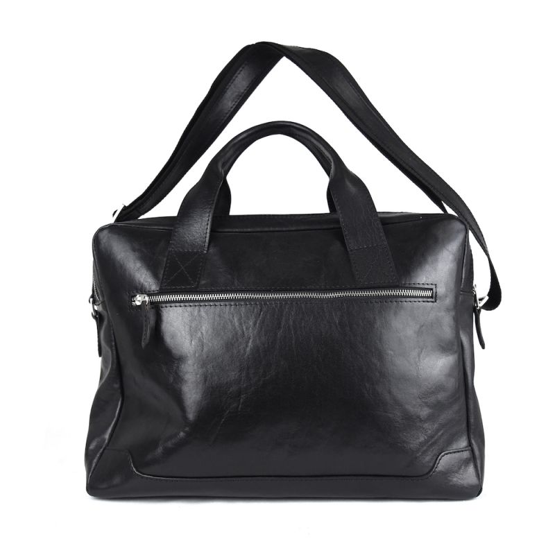 Pracovná kožená cestovná kabela v čiernej farbe