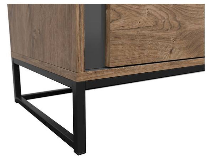 Praktická komoda s jedným dvierkami a tromi zásuvkami, grafit-dub ribbeck