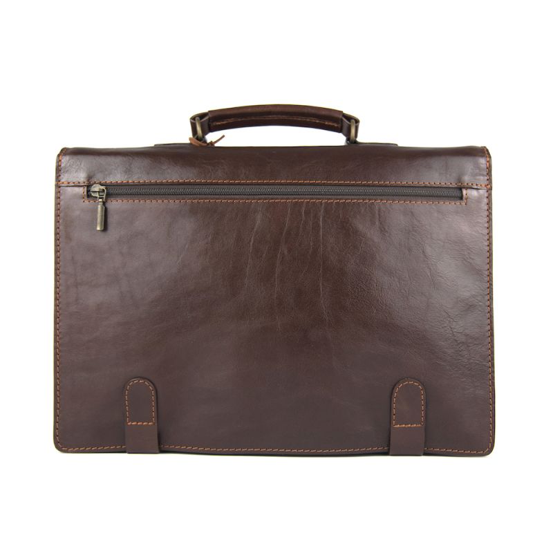 Vintage kožená aktovka v tmavo hnedej farbe