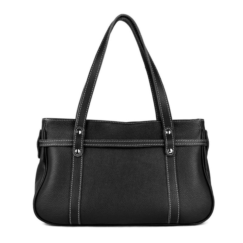 Dámska kožená kabelka z pravej kože, čierna farba