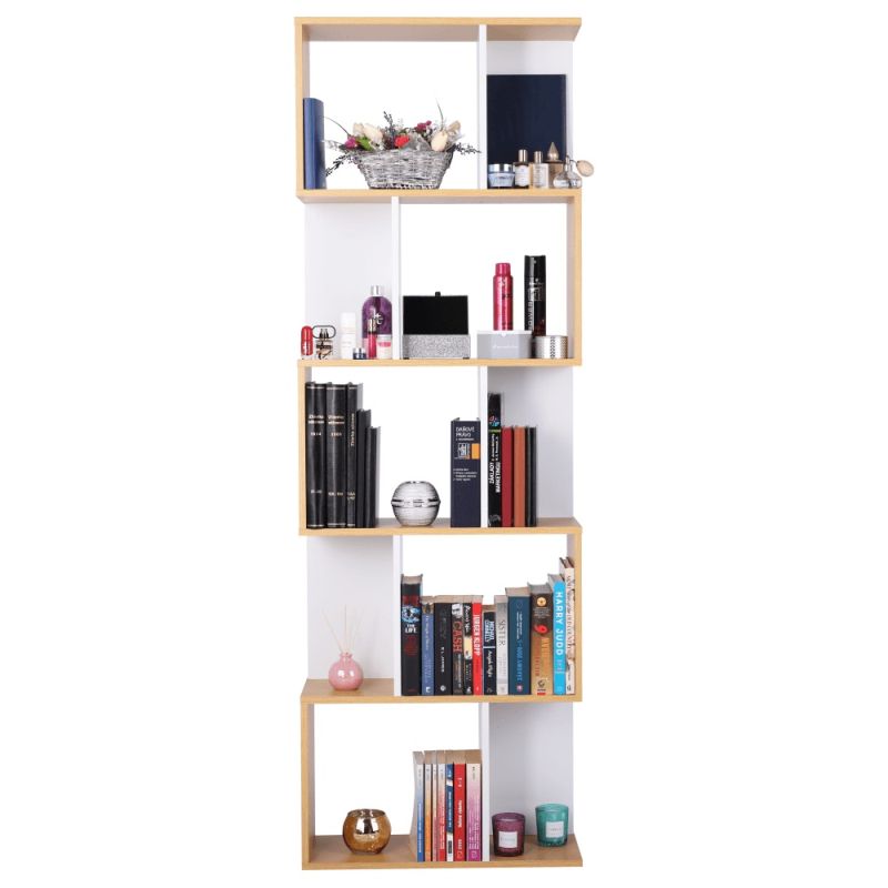 Regál 3, drevo borovica-biela