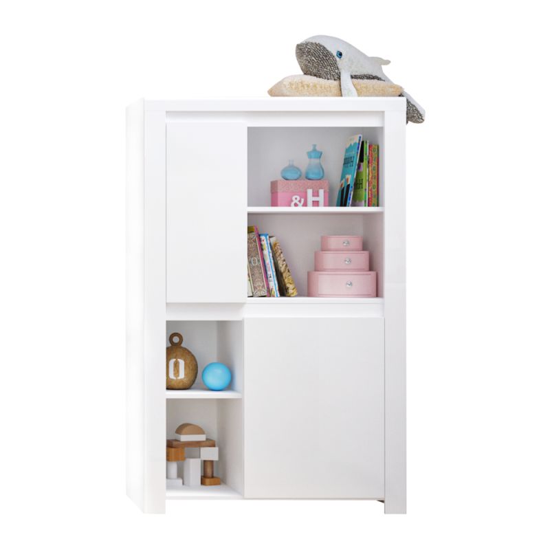 Regál 2D v bielom lesku