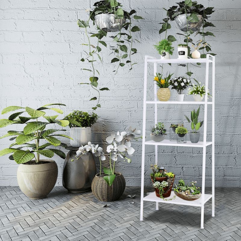 4-policový kovový regál biely