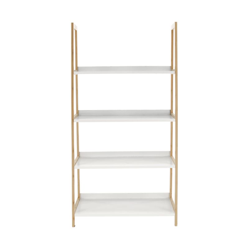 4-policový regál, biela-prírodná