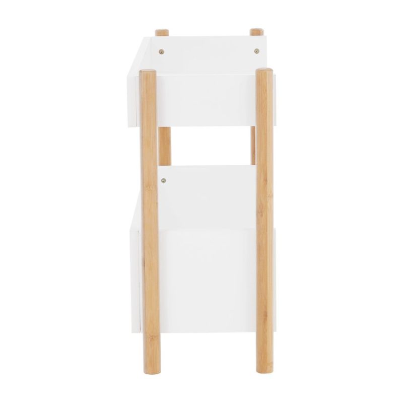 Elegantný 2-poličkový regál, prírodný bambus-biela