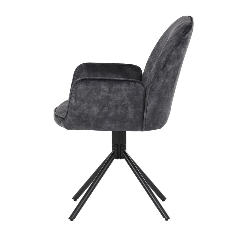 Stolička jedálenská a konferenčná, čierna látka v dekore žíhaného zamatu