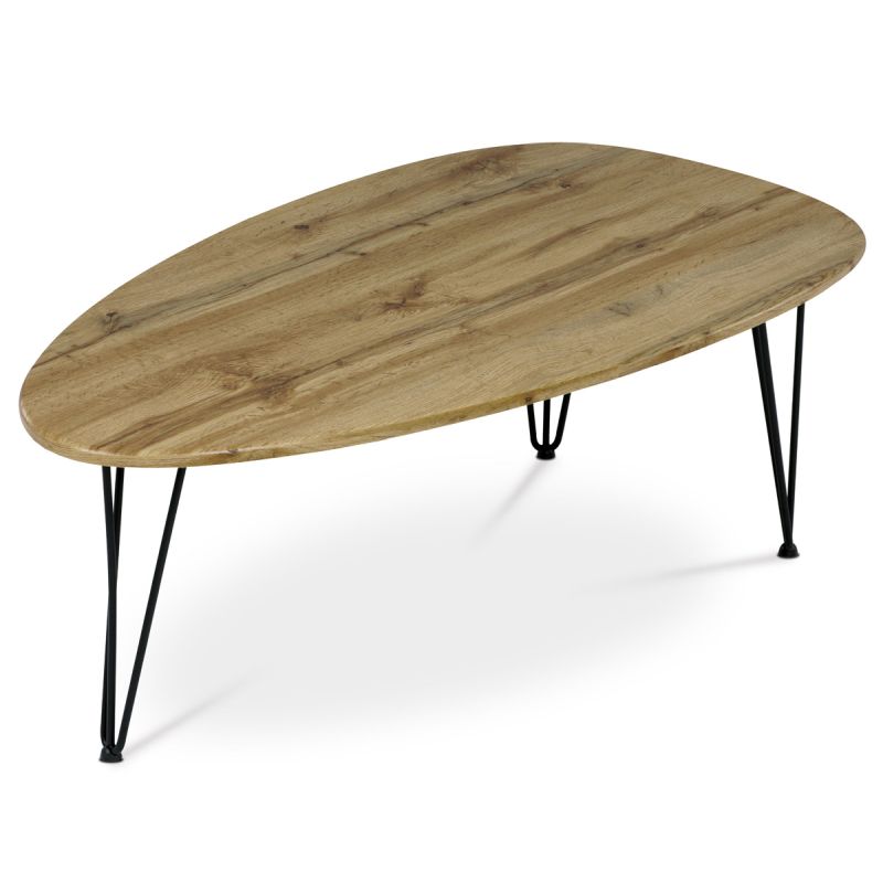 Konferenčný stôl 120x67, MDF doska, dekor divoký dub, čierny kov