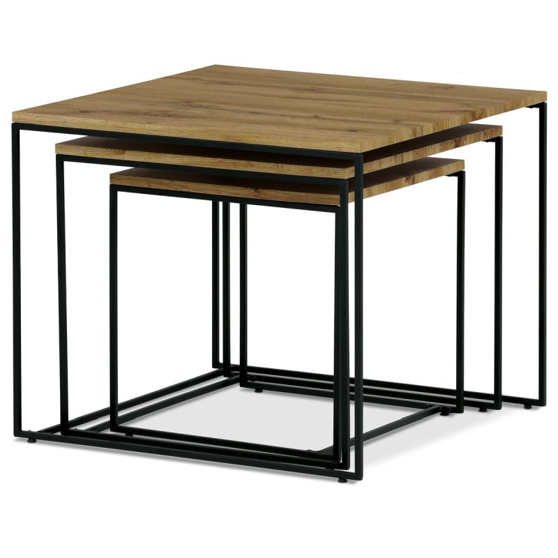 Set 3 ks odkladacích stolíkov, MDF doska, dekor divoký dub