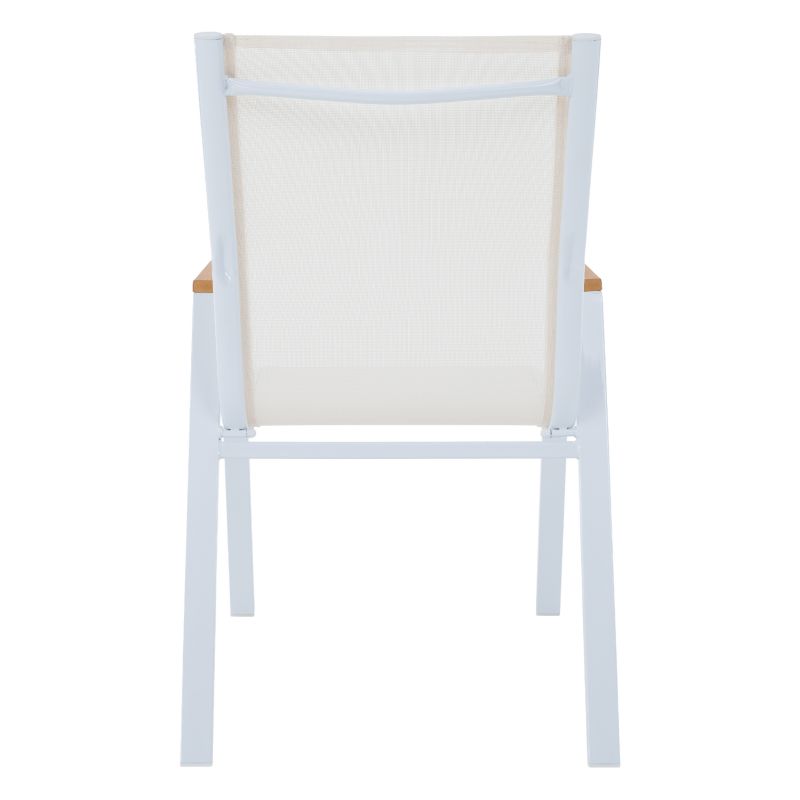 Záhradná stohovateľná stolička z umelej látky v bielom farebnom prevedení